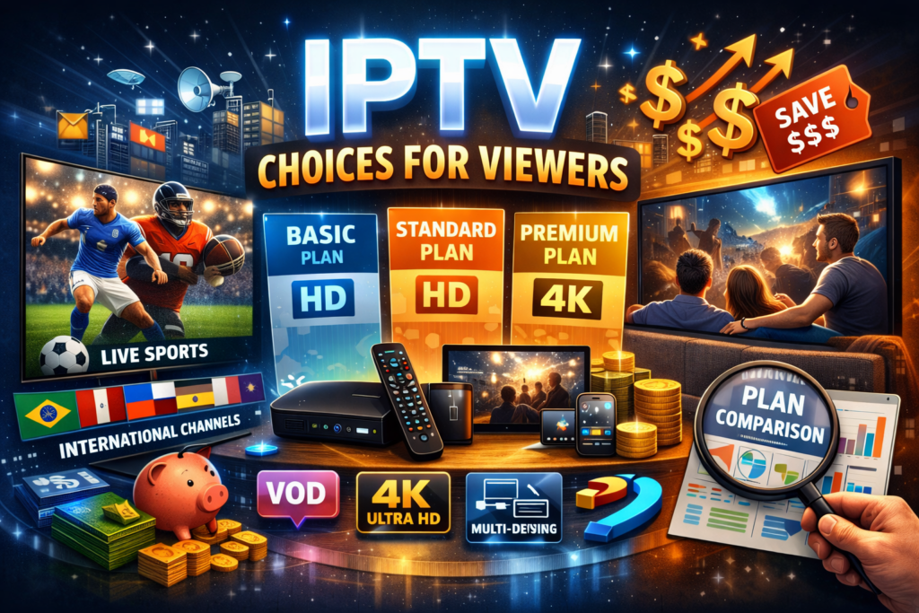 Marinios IPTV subscription plans for premium streaming with HD and 4K channels on multiple devices
